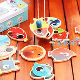 儿童磁性钓鱼玩具 木制双杆钓鱼 铁盒装钓鱼亲子互动宝宝益智游戏
