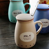 创意复古亚光奶牛陶瓷水杯可爱咖啡早餐礼品logo定做定制儿童杯子