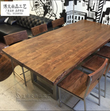 美式乡村北欧咖啡茶餐厅桌椅实木家具原木办公复古铁艺餐桌椅组合