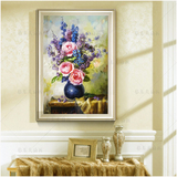 欧式简约挂画现代餐厅手绘油画卧室壁炉有框装饰画印象写实花卉2