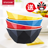 安雅创意饭碗 日式可爱汤碗 个性特色家用餐具 防烫密胺仿瓷碗