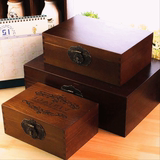 带锁做旧收纳欧式复古大木箱子樟木箱小木箱储物箱实木质老木盒子