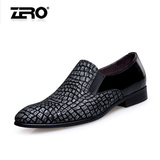 Zero零度正装皮鞋夏季新款头层羊皮时尚压花商务男鞋尖头结婚鞋子