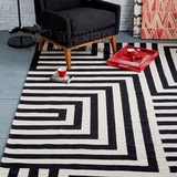 简约现代黑白条纹地毯客厅茶几沙发地毯卧室床边手工腈纶地毯定制