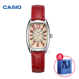 Casio卡西欧腕表个性手表创意女复古学生韩版表酒桶红色方形9B2