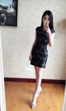 黑色蕾丝旗袍2016新款修身显瘦时尚连衣裙改良性感包臀日常旗袍裙