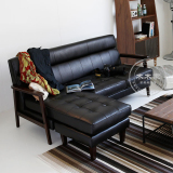 日式简约皮布艺单人双人三人沙发小户型客厅办公室组合实木沙发