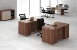 1.4米电脑台办公台1.2米职员台电脑桌椅办公桌深胡桃木纹带抽屉柜