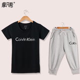 2016夏季学生CK-11字母沙滩情侣装休闲运动套装短袖T恤男女韩版潮