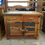 老船木家具储物柜子茶水柜置物柜复古实木带门小柜子中式文件柜