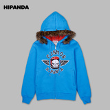 HIPANDA 设计潮牌 男翅膀熊猫羊羔绒连帽拉链卫衣