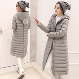 棉衣女2015冬装新款韩版修身连帽式长款过膝加厚保暖羽绒棉服外套