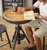新款铁艺实木圆形小茶几酒吧台桌椅升降桌子阳台休闲咖啡桌小圆桌