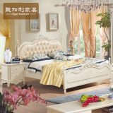 欧加利家具欧式床双人床 公主 韩式田园储物婚床橡木实木床1.5米