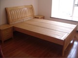 西安实木家具 1.5米/1.8双人橡木海棠红原木色床 现代中式简约