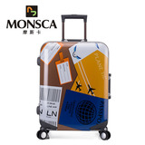 MonscaPC印花拉箱拉杆箱万向轮铝框旅行箱22寸学生行李箱男女20寸