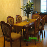 欧式实木餐桌椅组合橡木美式大理石饭桌长方型餐台椅1.6/1.8/2米