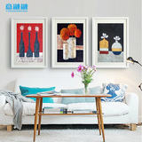花卉现代装饰画客厅沙发墙画有框画艺术抽象花瓶插花壁画挂画油画