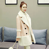 2015新款韩版学生冬装外套棉衣女中长款百搭羊羔绒学院风可爱气质