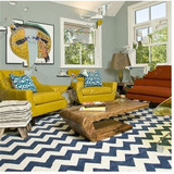 简约现代欧式宜家蓝色格子地中海客厅茶几沙发书房卧室手工地毯.