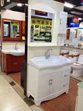 罗马浴室柜 1米新款卫浴柜组合简约欧式实橡木吊镜柜洗漱台洗脸盆