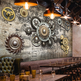 工业金属齿轮复古怀旧个性壁画酒吧咖啡厅KTV茶餐厅墙纸网咖壁纸