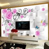 电视背景墙纸壁纸3D大型壁画无纺布客厅卧室欧式温馨浪漫玫瑰花