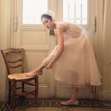[转卖]彼得潘大叔 马卡龙少女芭蕾舞裙 粉色浅黄双色裙摆三层