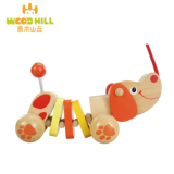 婴幼儿拖拉小狗玩具木质动物拉车1-2-3岁宝宝儿童手拉绳拉线玩具