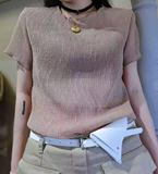 久久红正品欧洲站2016夏季新款欧货女装净版褶皱短袖雪纺纯色T恤