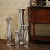 欧式现代陶瓷摆设 客厅干花插花落地大小花瓶 创意家居装饰电镀银