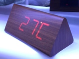 创意闹钟LED木头钟电子钟 数字温度日历静音夜光时钟