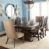 高端定制 实木餐桌法式乡村美式复古仿古橡木高档餐桌椅会所家具