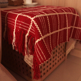 红白格 带须棉线地毯地垫全棉厨房客厅洗手间门垫地毯