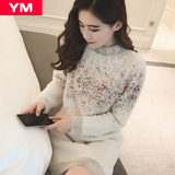 YM女装品牌新款欧洲站2016春装大码韩版中长款针织衫毛衣打底衫女