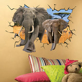 3D大象墙贴客厅沙发背景墙壁贴画创意装饰卧室立体感动物贴纸防水