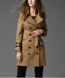 代购正品burberry巴宝莉女装秋冬新款双排扣中长款风衣外套