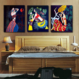客厅装饰中式民族风沙发背景墙壁画餐厅卧室床头挂画云南蜡染人物