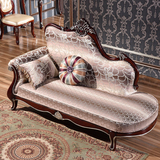 欧式布艺贵妃椅美式实木雕花贵妃躺椅新古典贵妃椅卧室休闲沙发椅