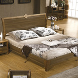 现代中式实木床1.5 1.8米双人床橡木床婚床 胡桃色气压高箱储物床