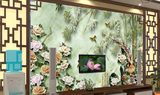 3D大型壁画中式客厅电视背景墙纸卧室无纺布壁纸玉雕牡丹花卉竹子