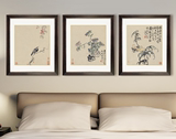 hs新中式餐厅玄关走廊壁画装饰画水果实木有框挂画齐白石花卉