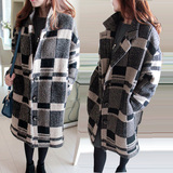 2015秋冬韩版茧型宽松大码羊毛呢子中长款外套廓形加厚毛呢大衣女