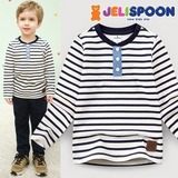 韩国正品JELISPOON童装代购包邮儿童条纹纯棉长袖T恤小衫男童春装