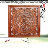 东阳木雕 中式挂件 香樟木工艺品 正方形壁挂 家居饰品 仿古挂饰
