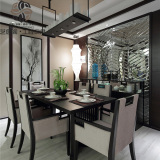 新中式实木餐桌椅子组合 酒店餐厅新款长餐桌餐椅 样板房家具定制