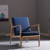 北欧休闲白蜡原木沙发椅子单人现代创意家具定制咖啡厅布艺单人椅