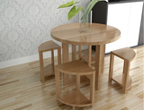 北欧咖啡圆桌 纯实木松木创意小圆桌小户型餐桌椅组合 快餐桌椅