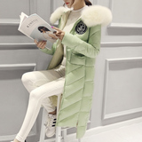 CCDD2015冬装新款韩版显瘦羽绒服女中长款大毛领修身加厚过膝外套