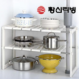 韩国进口 双层多功能置物架 厨房调味整理架橱柜水槽五金收纳架子